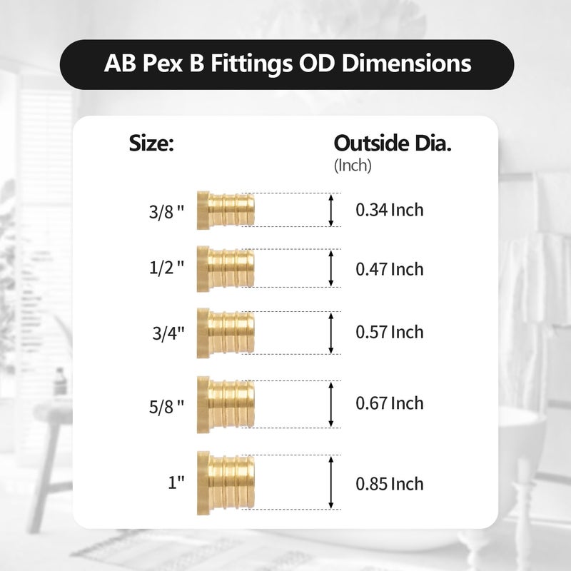 AB (5 Pack) 1 Inch X 1 Inch PEX Ball Valve, Full Port Water Stop Shut Off, Water Shut Off Valve with 10 Pcs Stainless Steel Cinch Crimp Rings, UPC Certified - Image 4